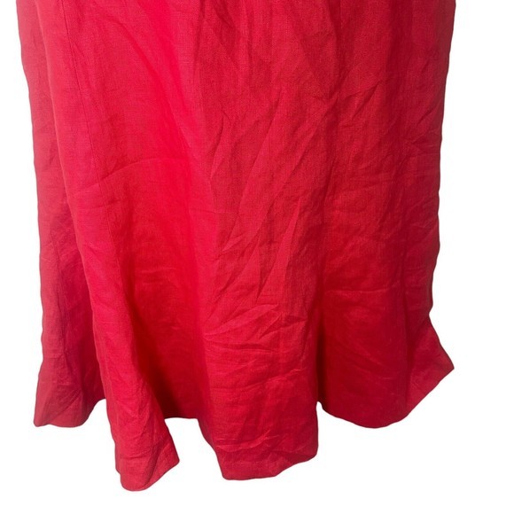 Chaps 100% Linen Tulip Hem Skirt A-line‎ Bright Red Side Zipper Lined Sz 14 NWT - Picture 7 of 9